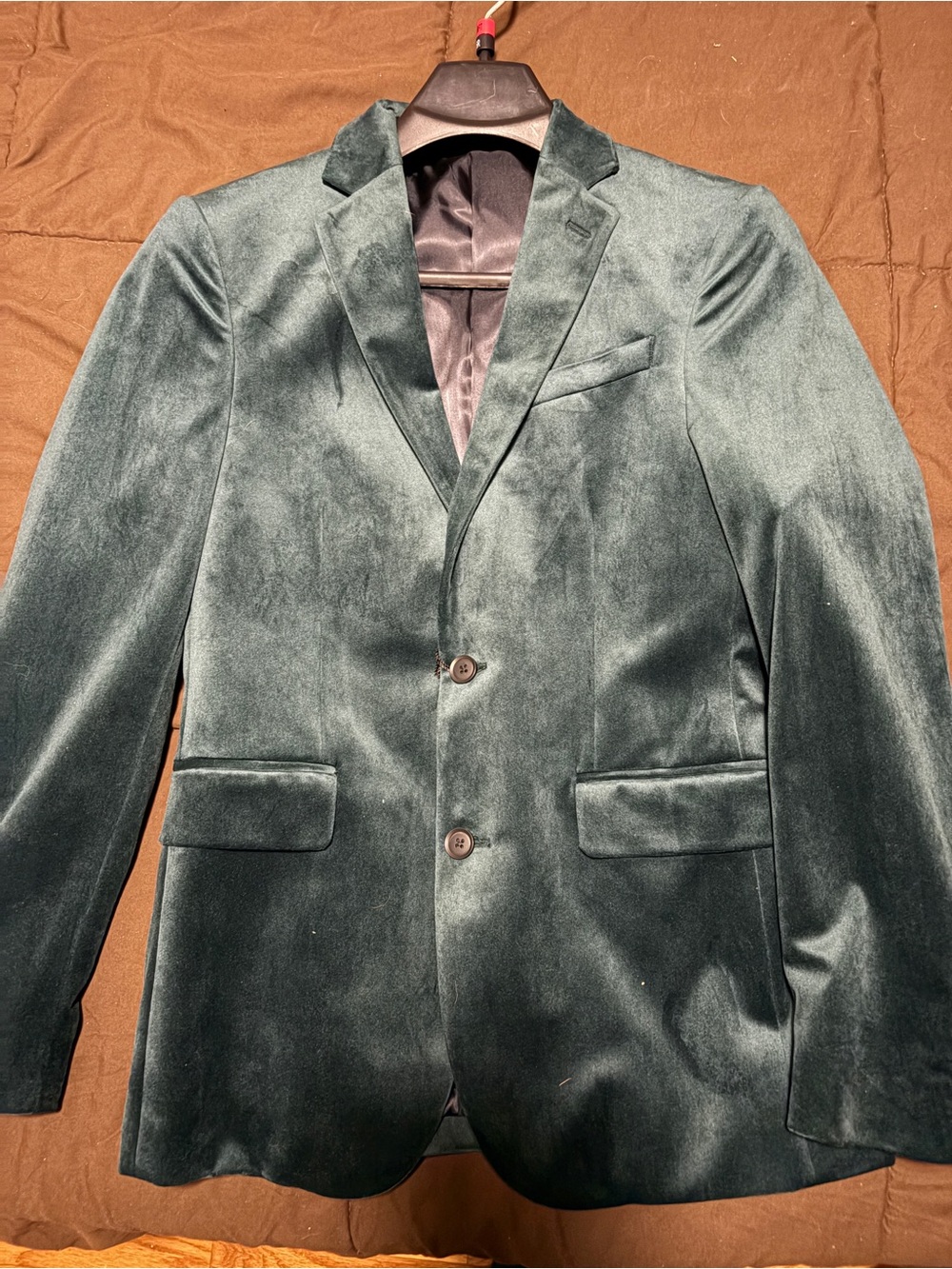 jf j.ferrar Dark Green Velvet Sport Coat